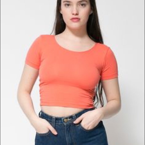 American Apparel Cotton Spandex Crop T-Shirt L